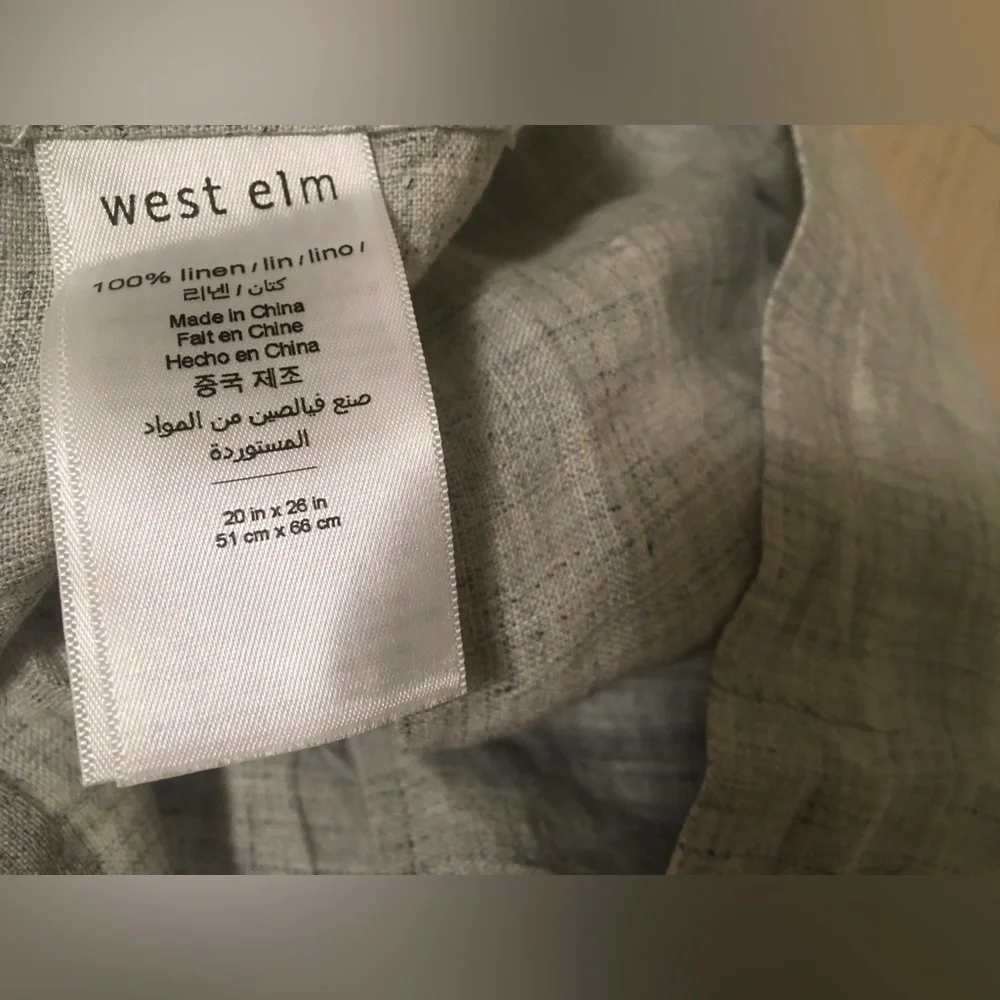 West Elm flax linen standard cover Pillow